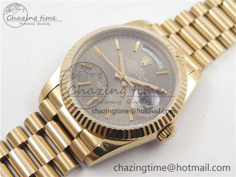 Day-Date 36 RG 128239 Bp Maker Best Edition Gray Dial on RG President Bracelet EyeCatching 3134