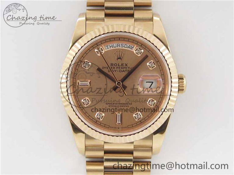 Day-Date 36 RG 128239 Bp Maker Best Edition Pink Dial Crystral Markers on RG President Bracelet FastDry 10537