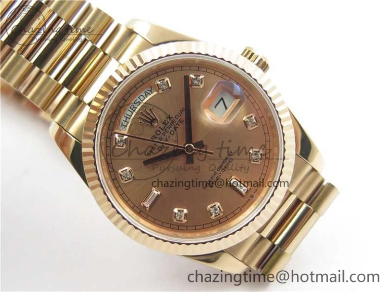 Day-Date 36 RG 128239 Bp Maker Best Edition Pink Dial Crystral Markers on RG President Bracelet FastDry 10537