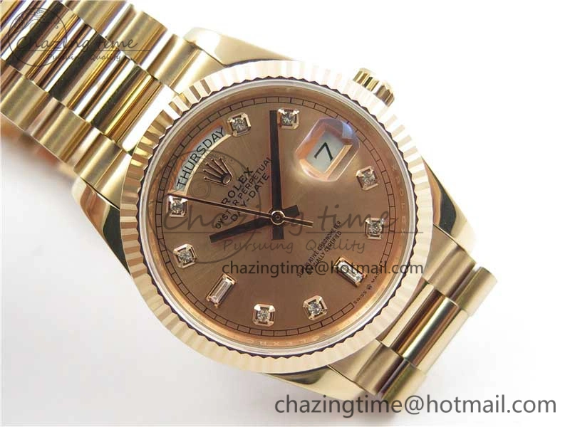 Day-Date 36 RG 128239 Bp Maker Best Edition Pink Dial Crystral Markers on RG President Bracelet FastDry 10537