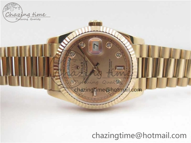 Day-Date 36 RG 128239 Bp Maker Best Edition Pink Dial Crystral Markers on RG President Bracelet FastDry 10537