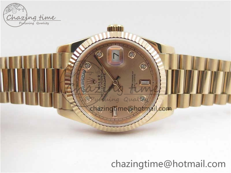 Day-Date 36 RG 128239 Bp Maker Best Edition Pink Dial Crystral Markers on RG President Bracelet FastDry 10537