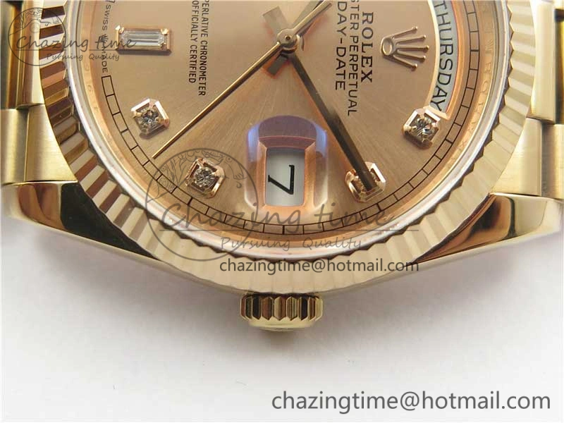 Day-Date 36 RG 128239 Bp Maker Best Edition Pink Dial Crystral Markers on RG President Bracelet FastDry 10537