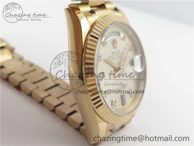 Day-Date 36 RG 128239 Bp Maker Best Edition Silver Dial Crystral Markers on RG President Bracelet SmoothTexture 3130