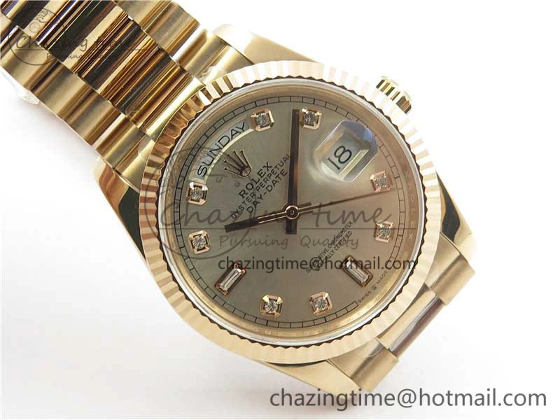 Day-Date 36 RG 128239 Bp Maker Best Edition Silver Dial Crystral Markers on RG President Bracelet SmoothTexture 3130