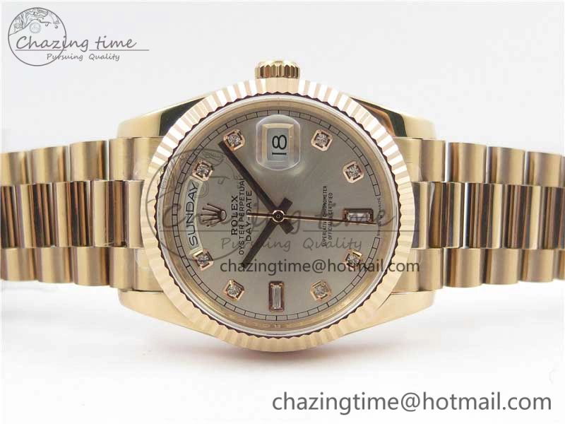 Day-Date 36 RG 128239 Bp Maker Best Edition Silver Dial Crystral Markers on RG President Bracelet SmoothTexture 3130