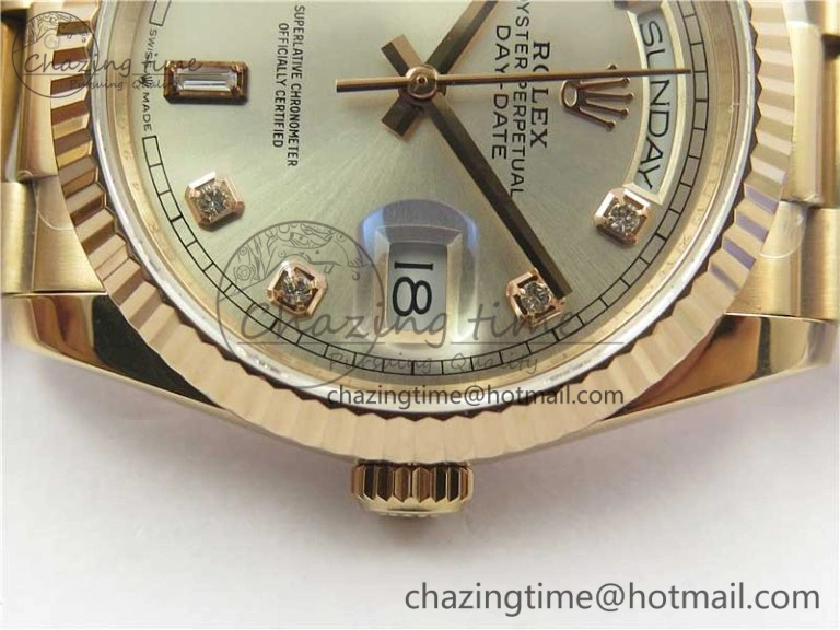 Day-Date 36 RG 128239 Bp Maker Best Edition Silver Dial Crystral Markers on RG President Bracelet SmoothTexture 3130