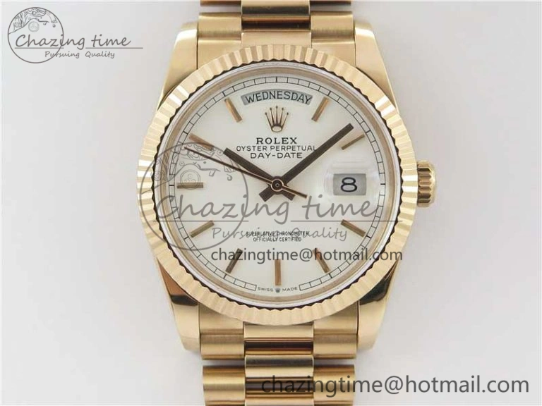 HighQuality Day-Date 36 RG 128239 Bp Maker Best Edition White Dial on RG President Bracelet 3139