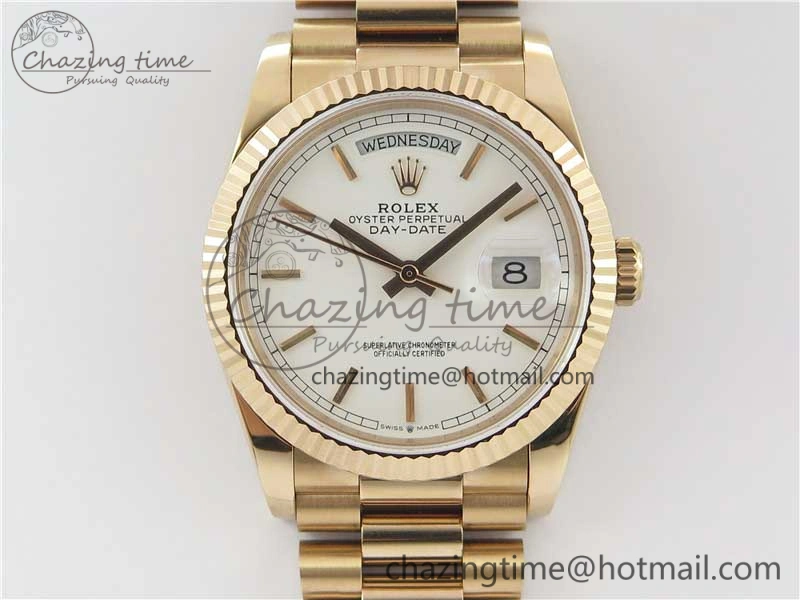 HighQuality Day-Date 36 RG 128239 Bp Maker Best Edition White Dial on RG President Bracelet 3139