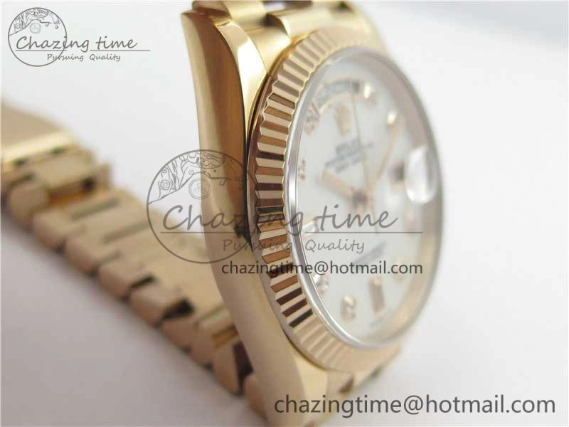 Vibrant Day-Date 36 RG 128239 Bp Maker Best Edition White MOP Dial Crystral Markers on RG President Bracelet 3138