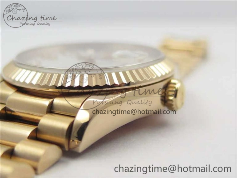 Vibrant Day-Date 36 RG 128239 Bp Maker Best Edition White MOP Dial Crystral Markers on RG President Bracelet 3138