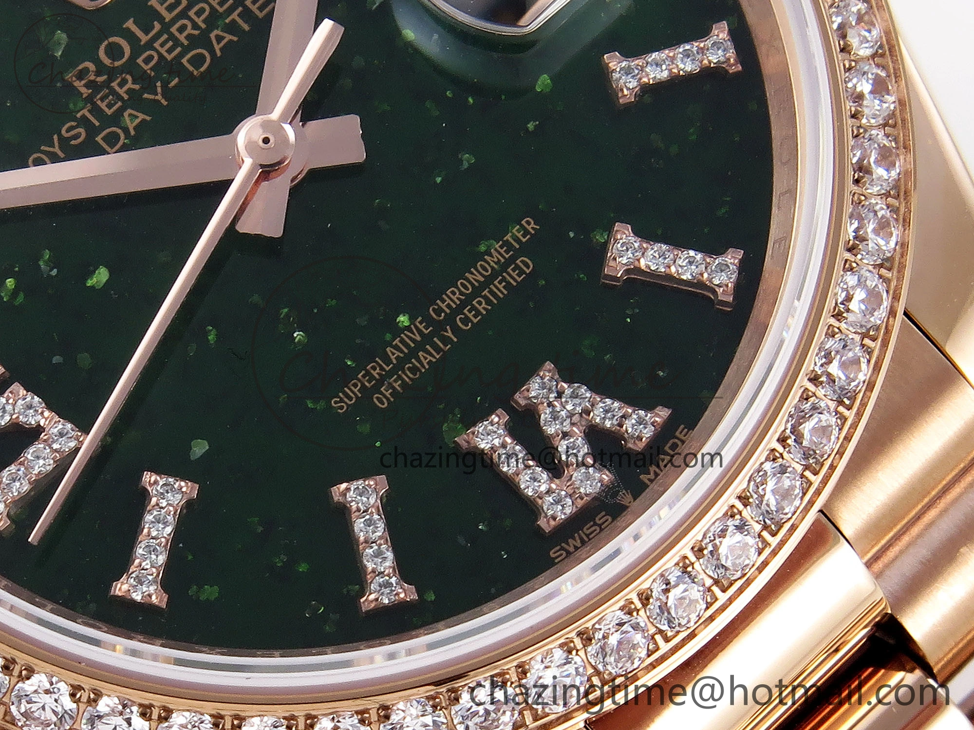 Day Date 36 RG RAF 1:1 Best Edition Green Stone Dial Diamonds Bezel on RG Bracelet A Comfortable 1847