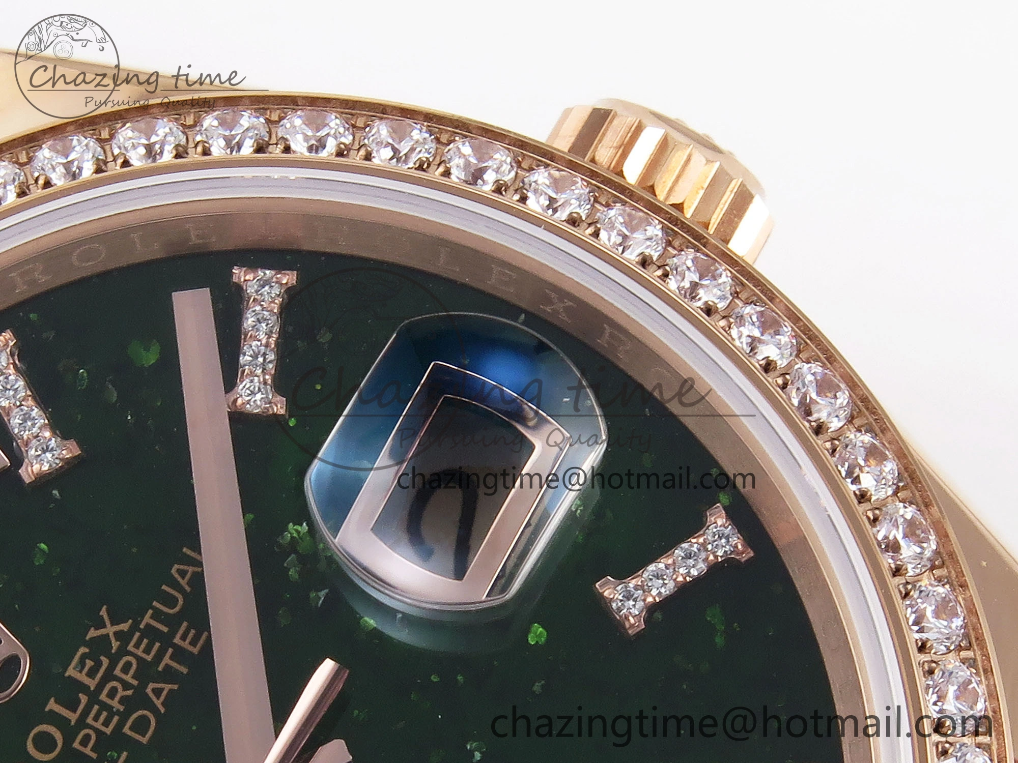 Day Date 36 RG RAF 1:1 Best Edition Green Stone Dial Diamonds Bezel on RG Bracelet A Comfortable 1847