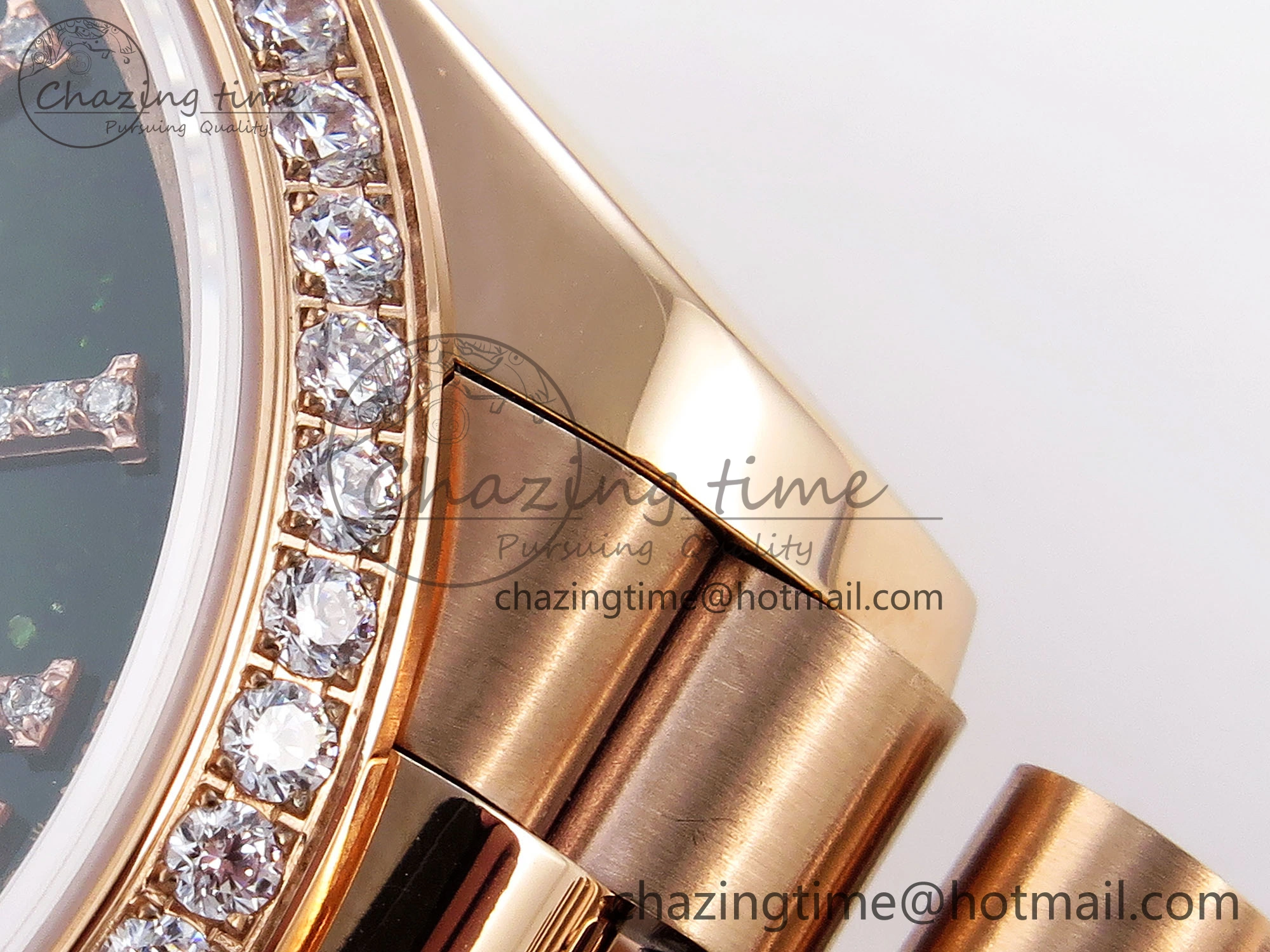 Day Date 36 RG RAF 1:1 Best Edition Green Stone Dial Diamonds Bezel on RG Bracelet A Comfortable 1847