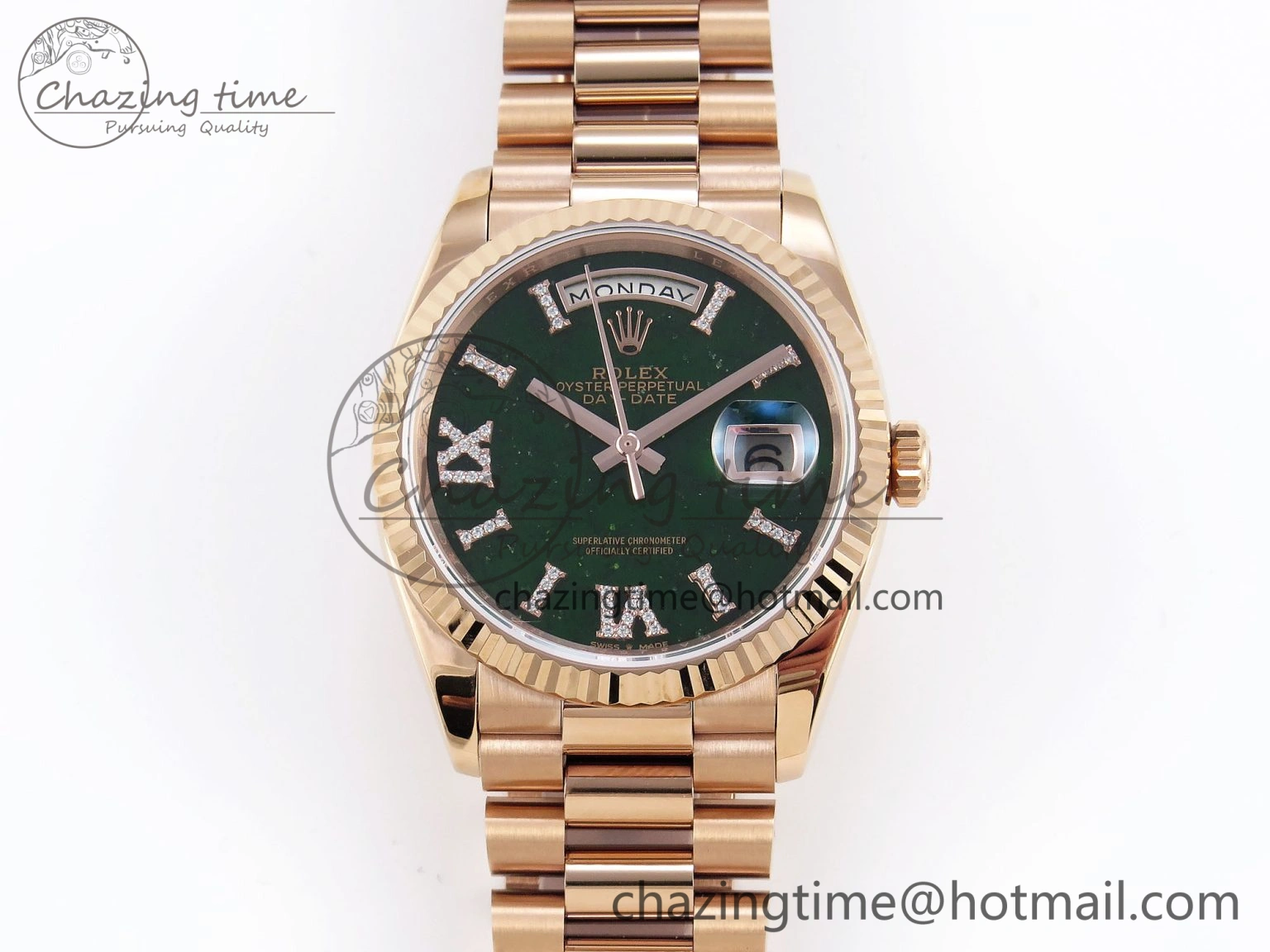 Day Date 36 RG RAF 1:1 Best Edition Green Stone Dial on RG Bracelet A Popular 1846