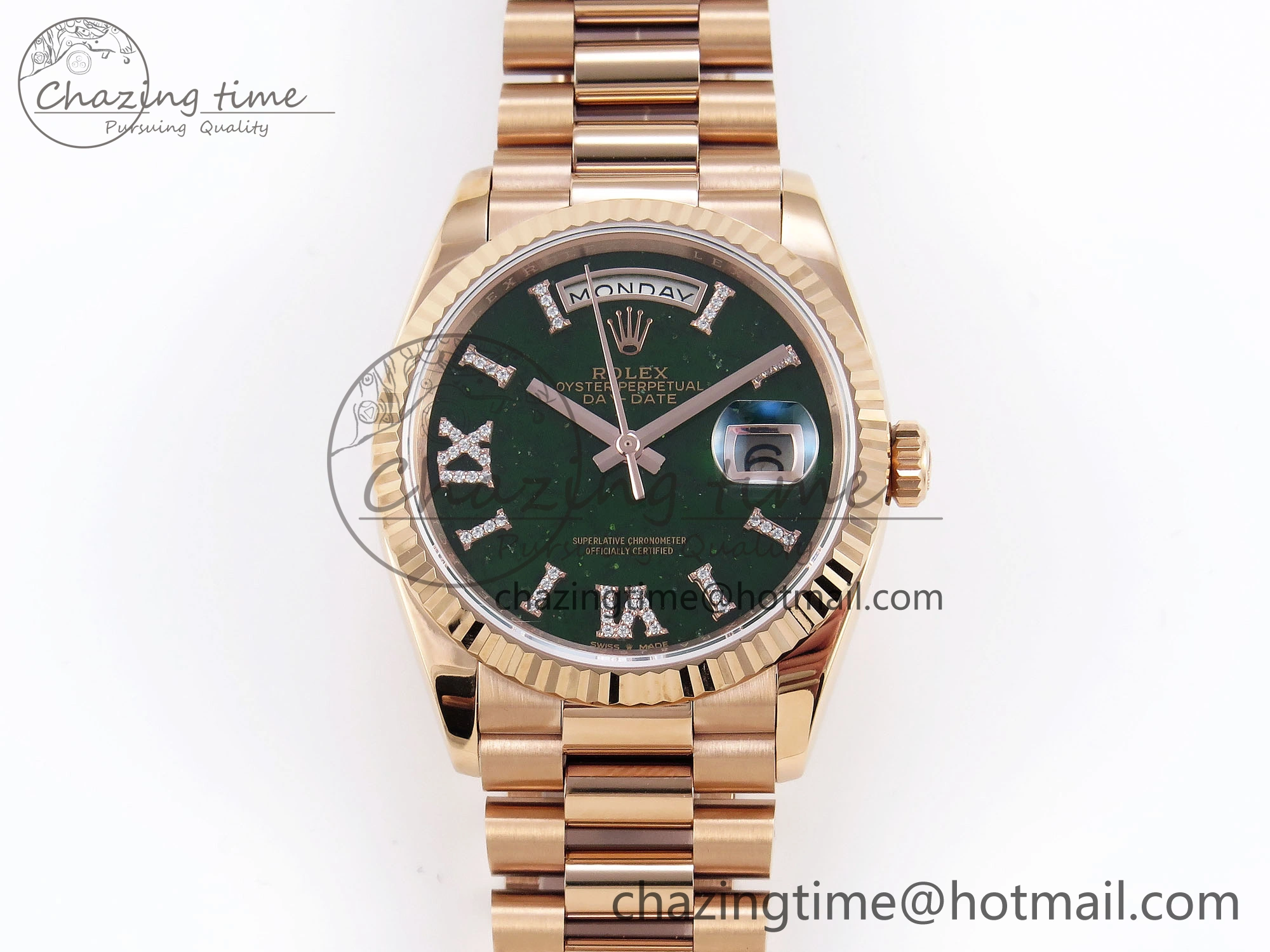 Day Date 36 RG RAF 1:1 Best Edition Green Stone Dial on RG Bracelet A Popular 1846