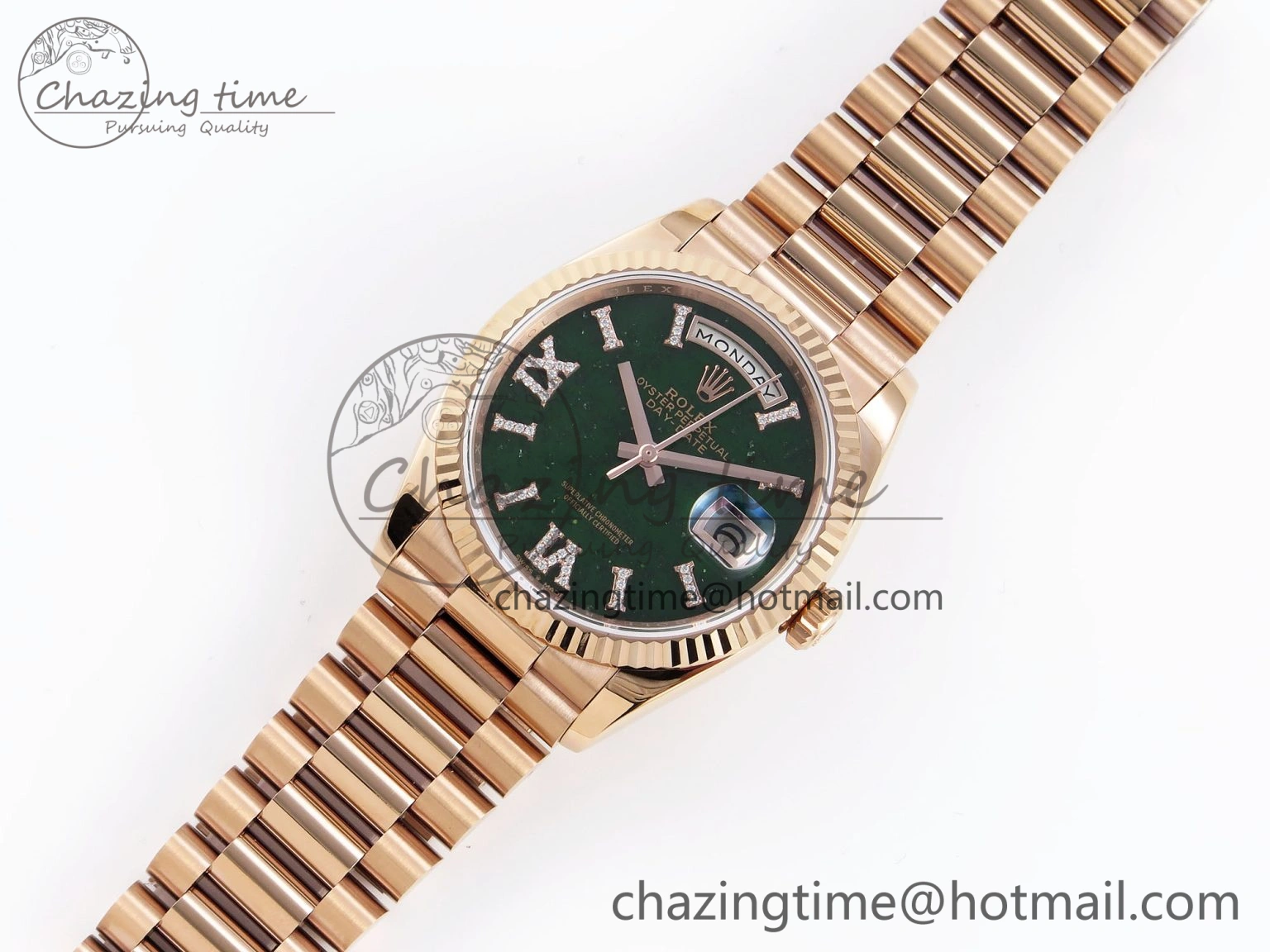 Day Date 36 RG RAF 1:1 Best Edition Green Stone Dial on RG Bracelet A Popular 1846