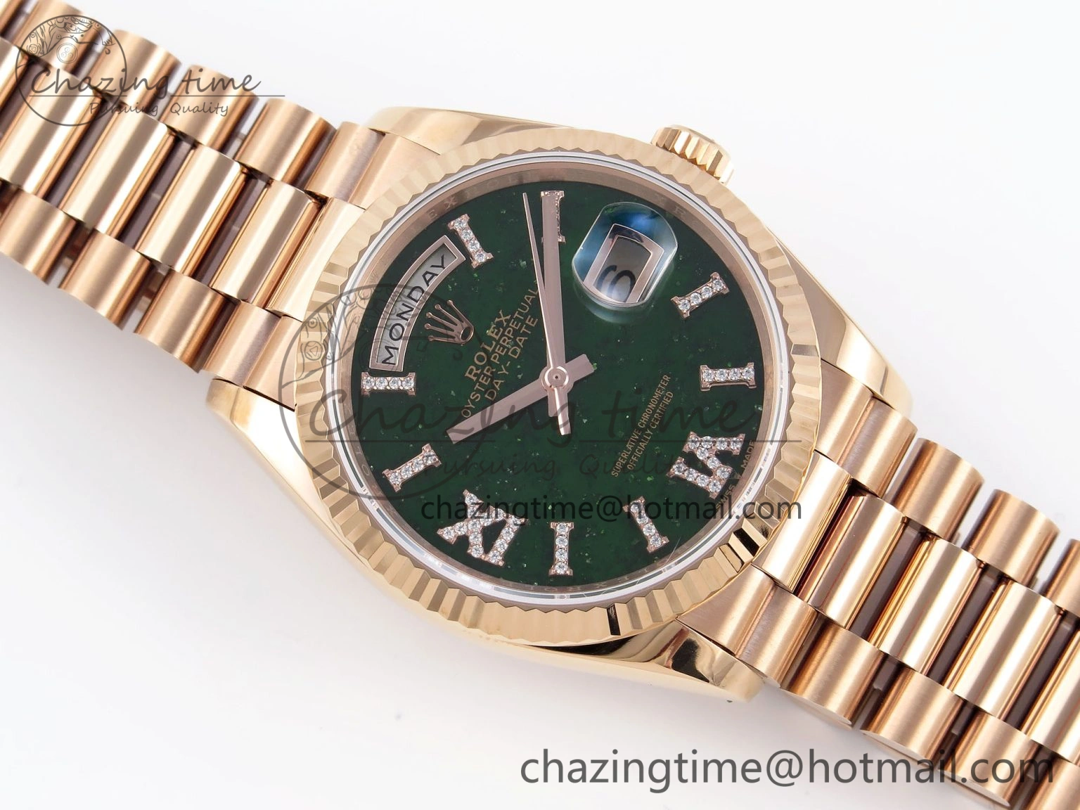 Day Date 36 RG RAF 1:1 Best Edition Green Stone Dial on RG Bracelet A Popular 1846