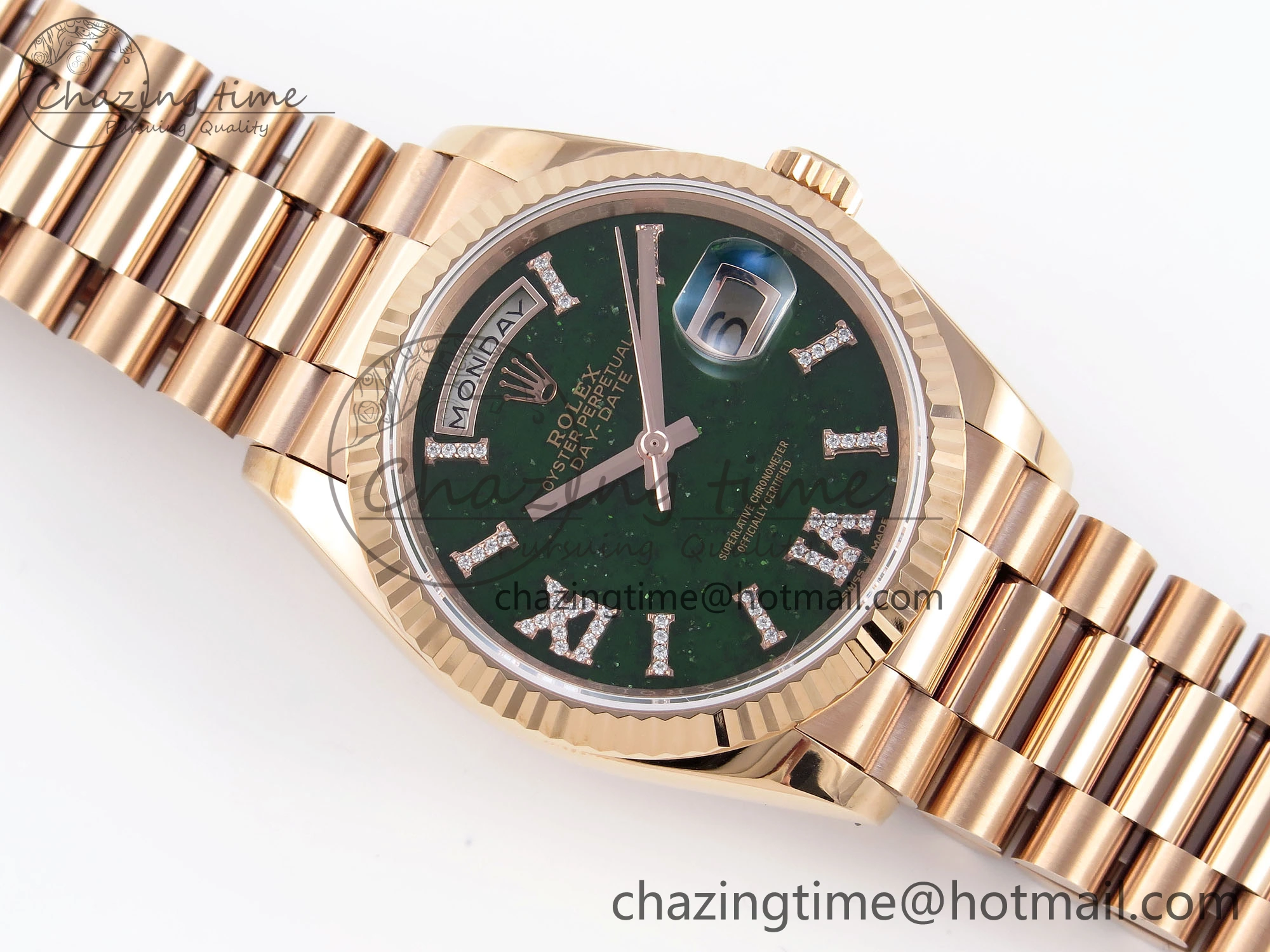 Day Date 36 RG RAF 1:1 Best Edition Green Stone Dial on RG Bracelet A Popular 1846