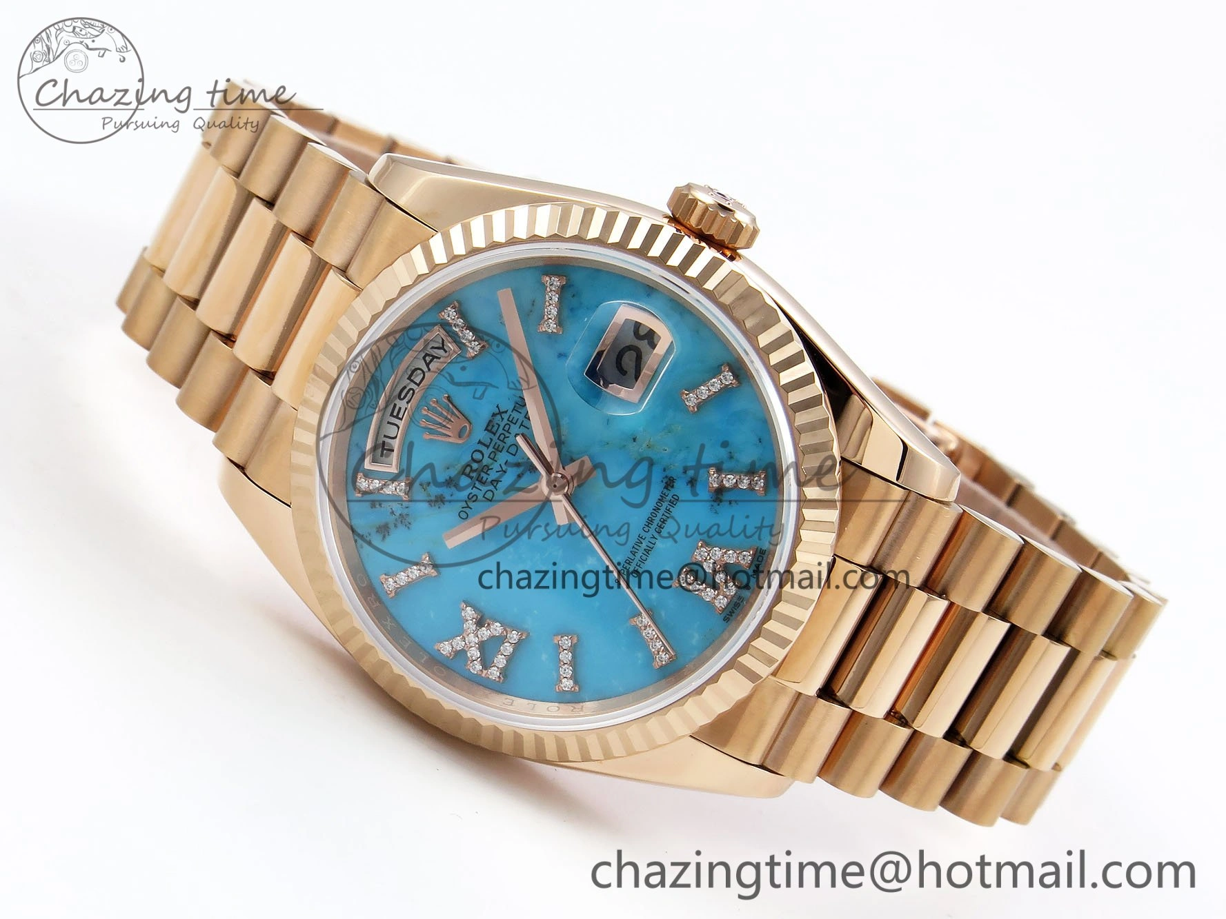 Day Date 36 RG RAF 1:1 Best Edition Tiffany Blue Stone Roman Dial on RG Bracelet A Bright 1519