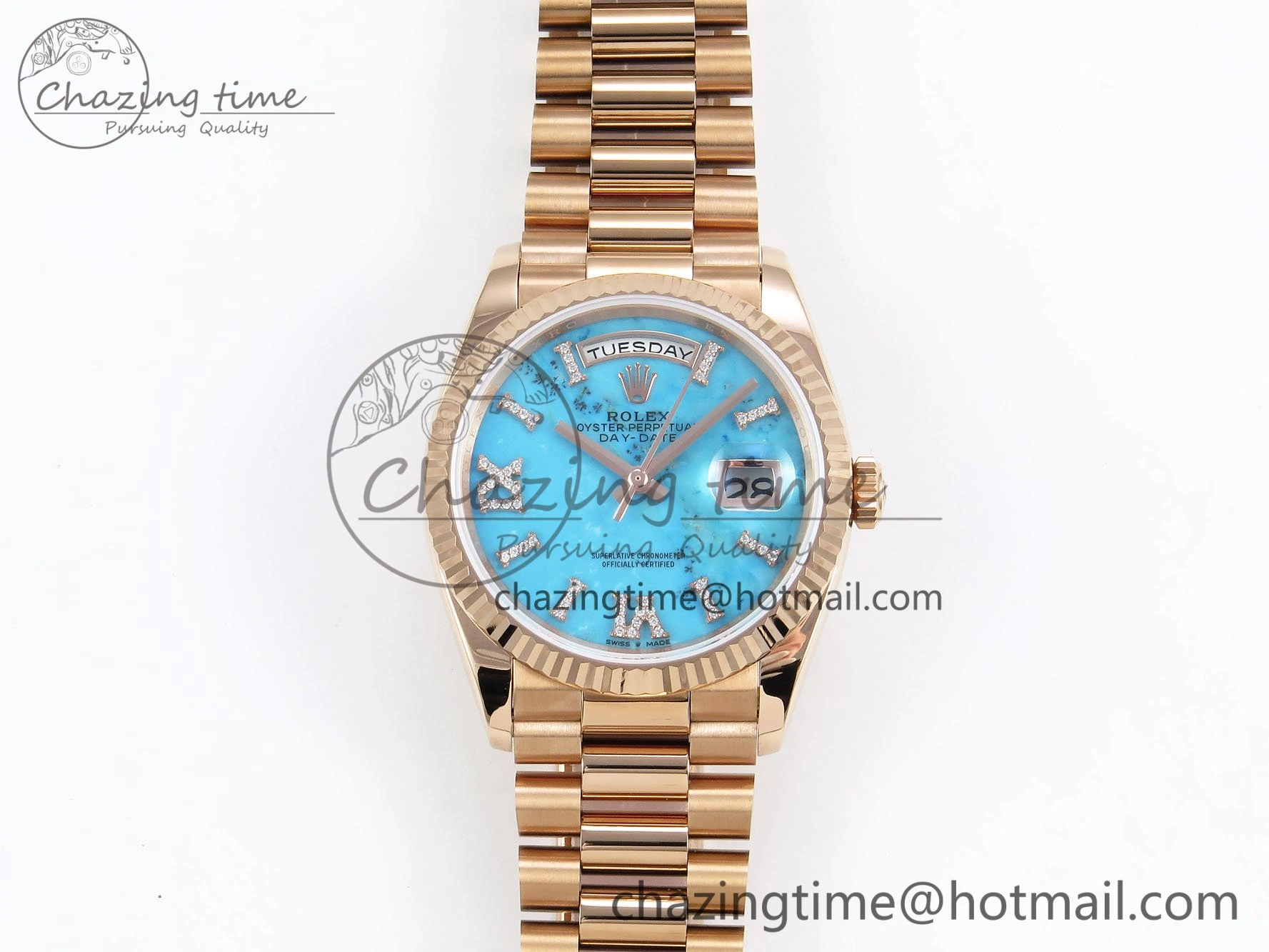 Day Date 36 RG RAF 1:1 Best Edition Tiffany Blue Stone Roman Dial on RG Bracelet A Bright 1519