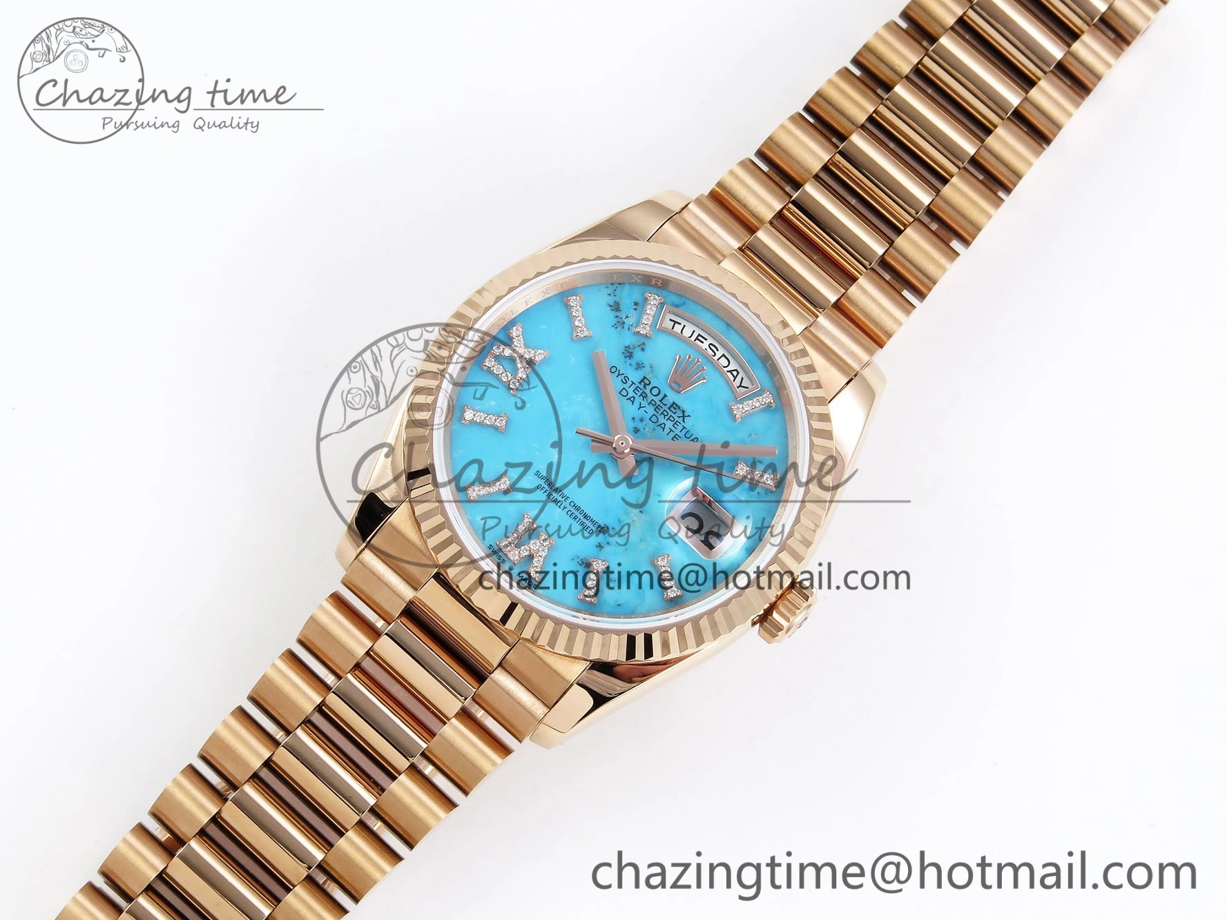 Day Date 36 RG RAF 1:1 Best Edition Tiffany Blue Stone Roman Dial on RG Bracelet A Bright 1519