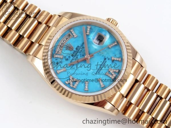 Day Date 36 RG RAF 1:1 Best Edition Tiffany Blue Stone Roman Dial on RG Bracelet A Bright 1519