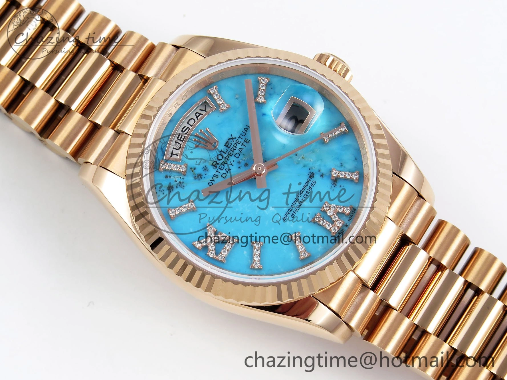 Day Date 36 RG RAF 1:1 Best Edition Tiffany Blue Stone Roman Dial on RG Bracelet A Bright 1519