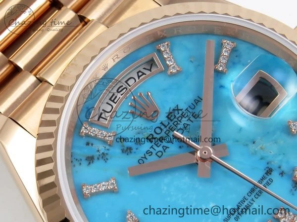 Day Date 36 RG RAF 1:1 Best Edition Tiffany Blue Stone Roman Dial on RG Bracelet A Bright 1519