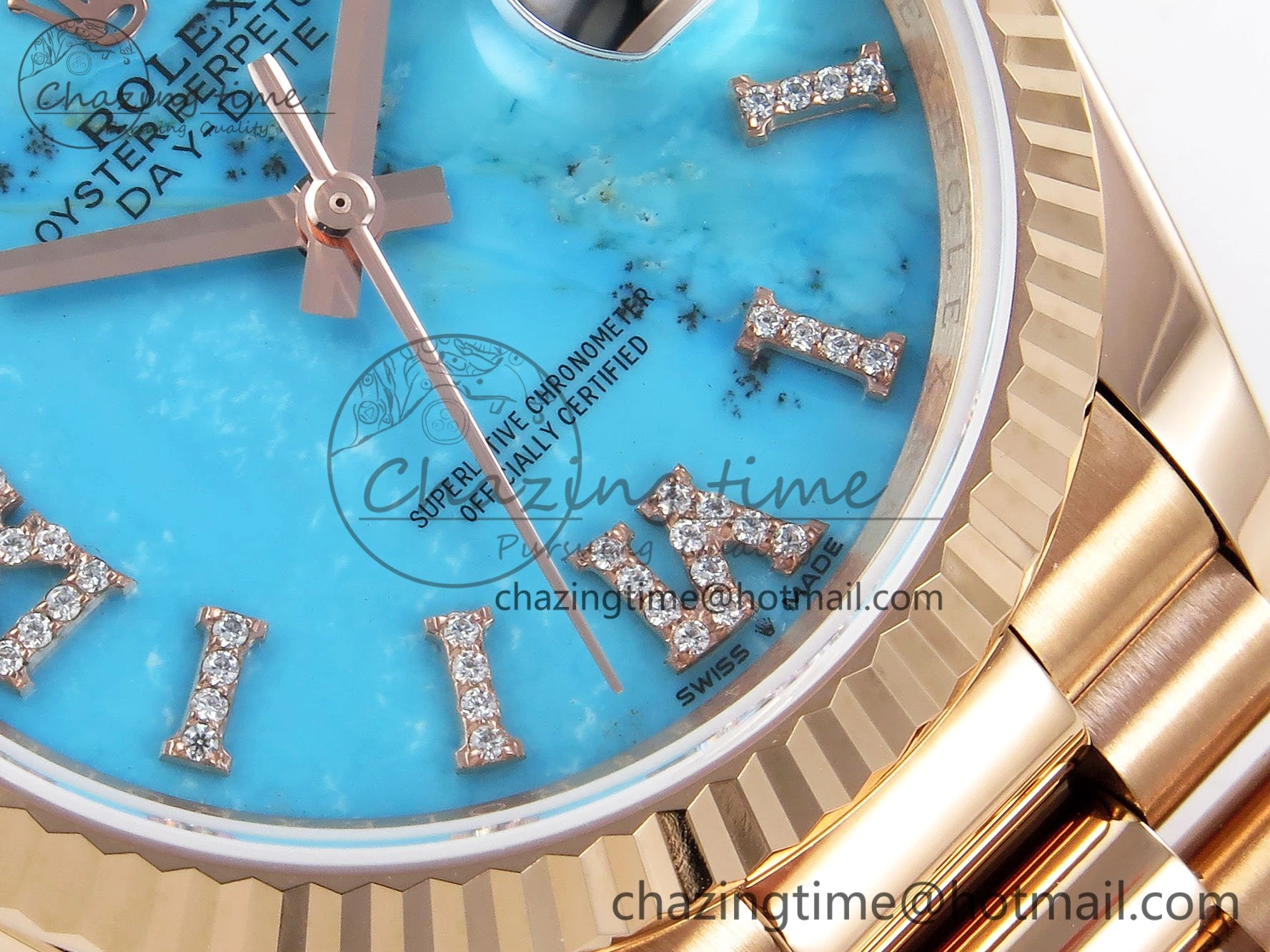 Day Date 36 RG RAF 1:1 Best Edition Tiffany Blue Stone Roman Dial on RG Bracelet A Bright 1519