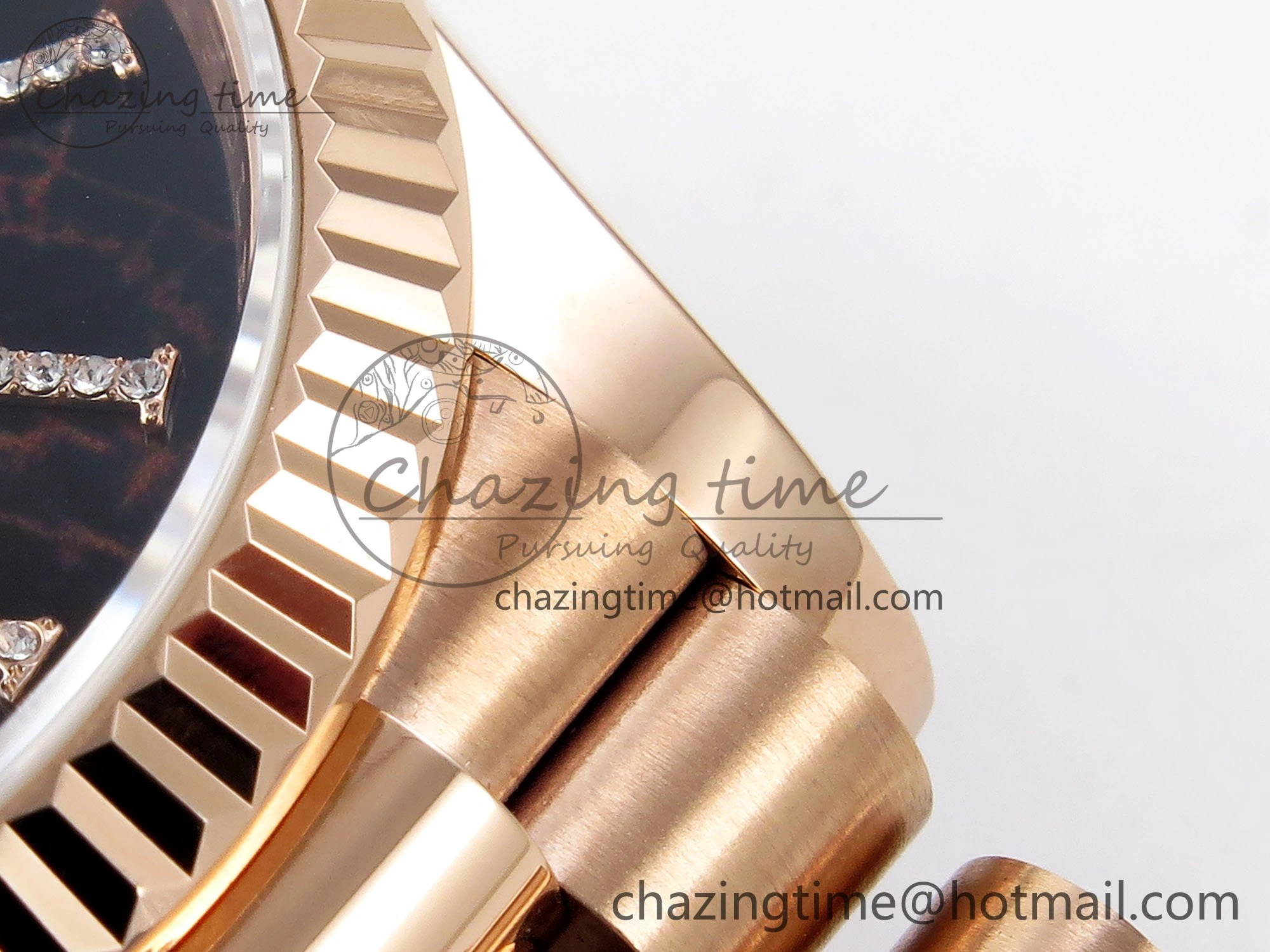 Day Date 36 RG TWSF Best Edition Black Roman Diamonds Dial on RG Bracelet A Affordable 1609
