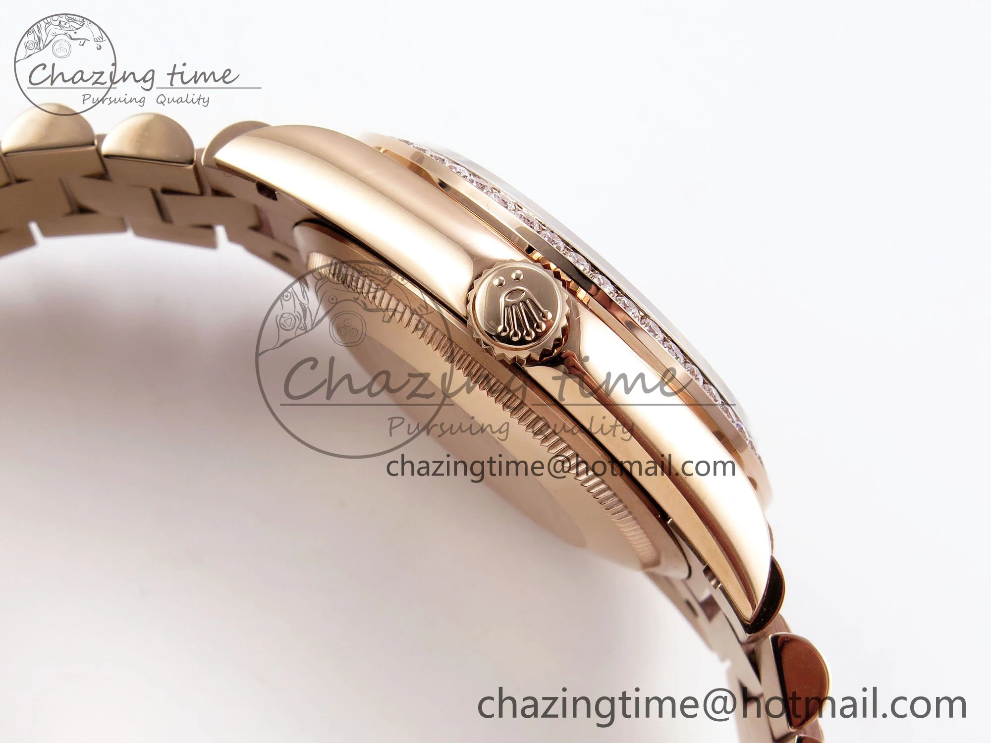 HighPerformance Day Date 36 RG TWSF Best Edition Blue Roman Diamonds Dial Diamonds Bezel on RG Bracelet A 1607