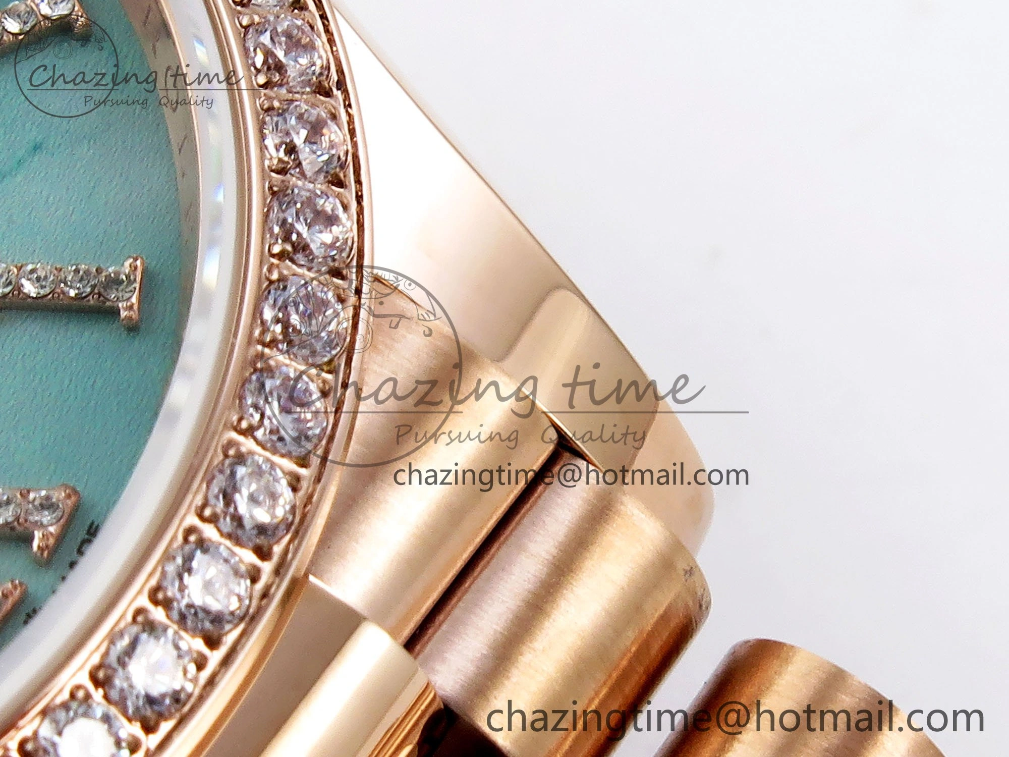 HighPerformance Day Date 36 RG TWSF Best Edition Blue Roman Diamonds Dial Diamonds Bezel on RG Bracelet A 1607