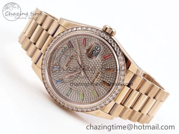 StreetReady Day Date 36 RG TWSF Best Edition Diamonds Dial Diamonds Bezel on RG Bracelet A 1606