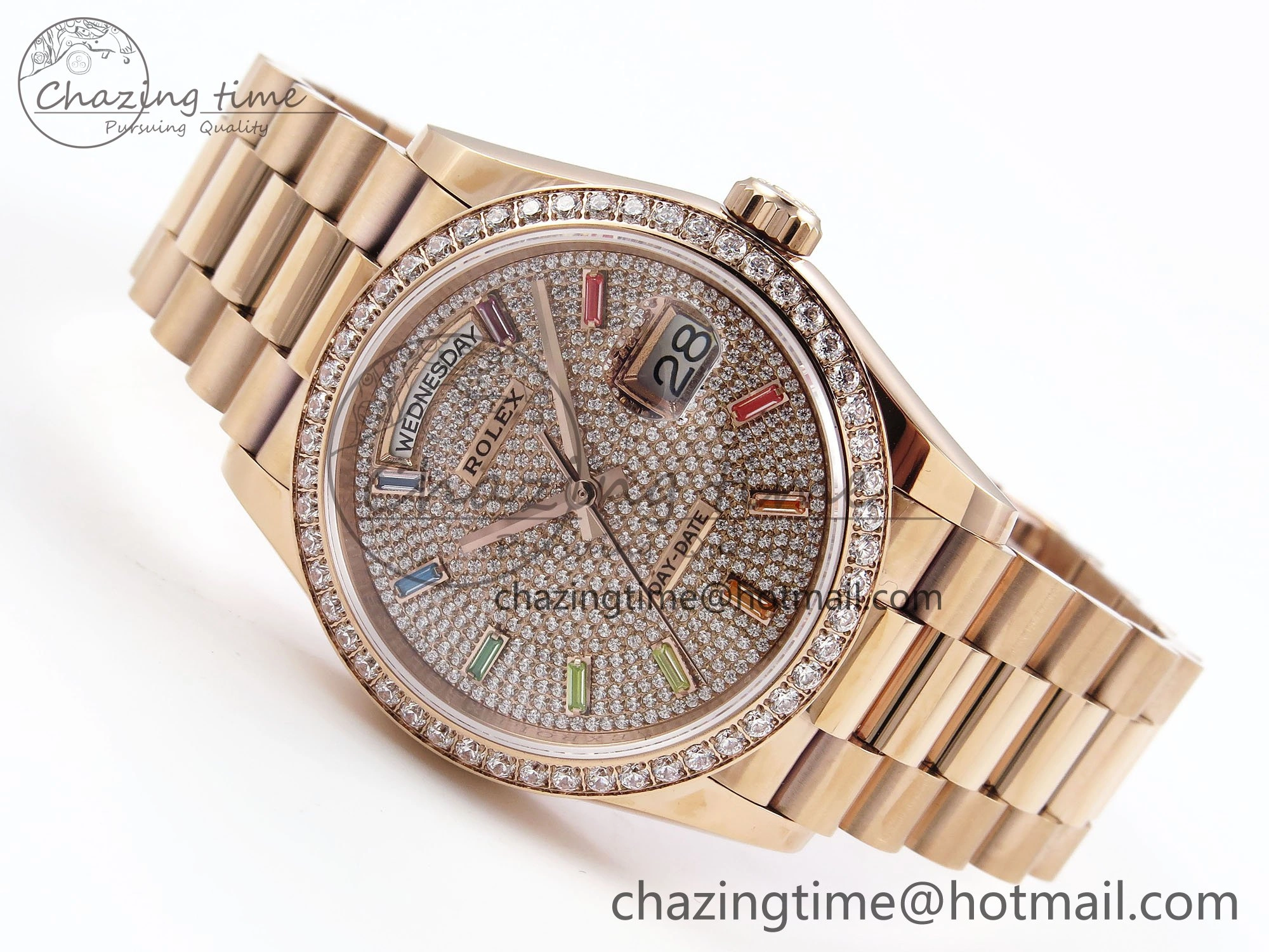 StreetReady Day Date 36 RG TWSF Best Edition Diamonds Dial Diamonds Bezel on RG Bracelet A 1606