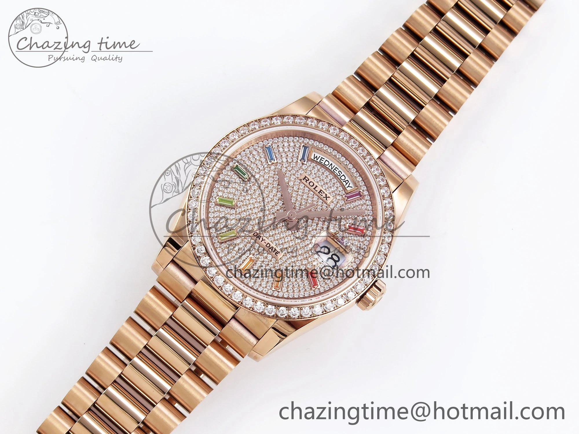 StreetReady Day Date 36 RG TWSF Best Edition Diamonds Dial Diamonds Bezel on RG Bracelet A 1606
