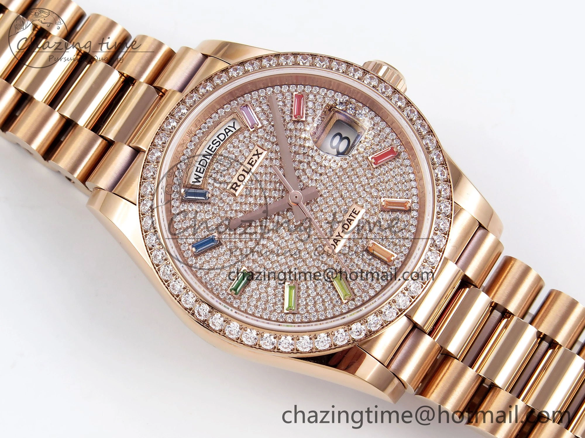 StreetReady Day Date 36 RG TWSF Best Edition Diamonds Dial Diamonds Bezel on RG Bracelet A 1606
