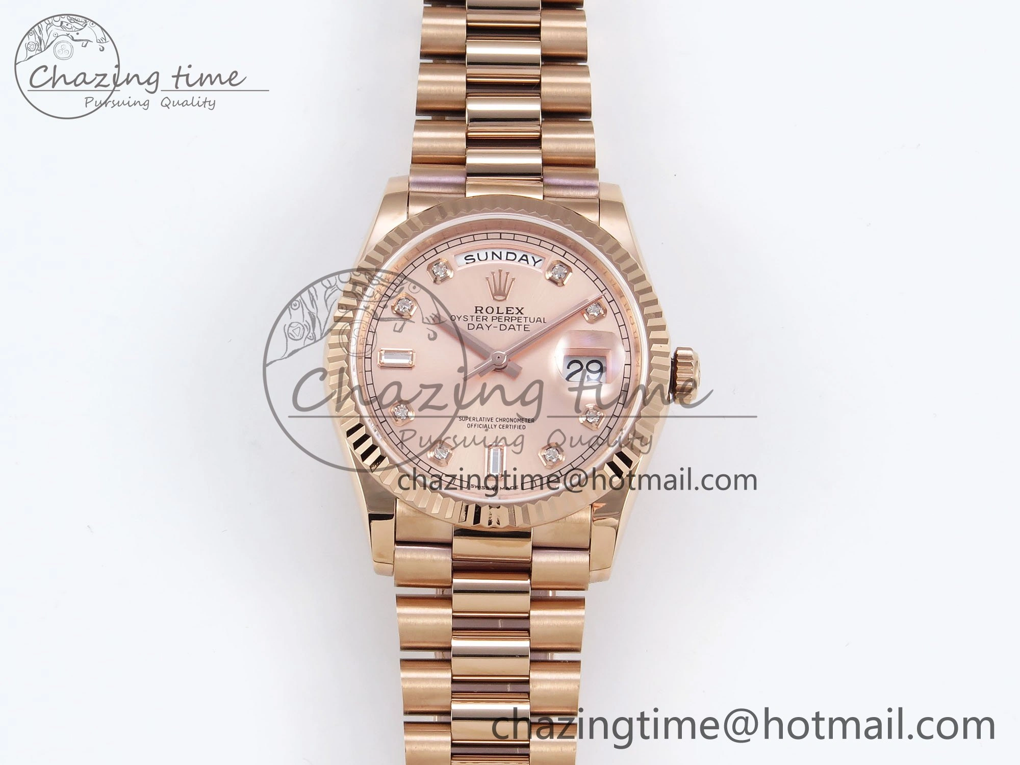 Day Date 36 RG TWSF Best Edition RG Diamonds Dial on RG Bracelet A Reliable 1611