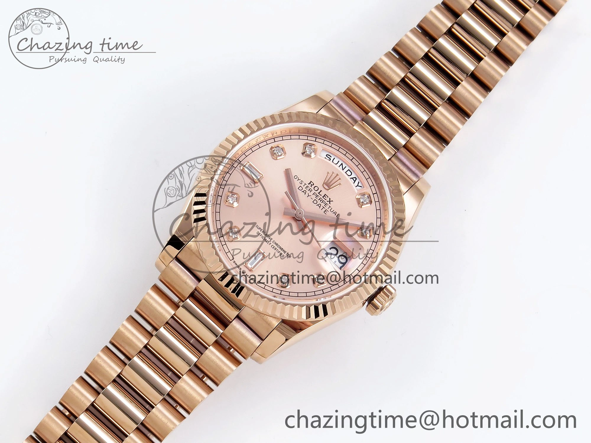 Day Date 36 RG TWSF Best Edition RG Diamonds Dial on RG Bracelet A Reliable 1611