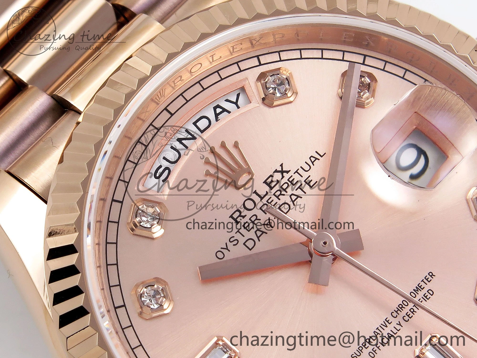 Day Date 36 RG TWSF Best Edition RG Diamonds Dial on RG Bracelet A Reliable 1611