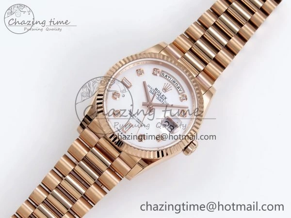 TravelReady Day Date 36 RG TWSF Best Edition White Diamonds Dial on RG Bracelet A 1610