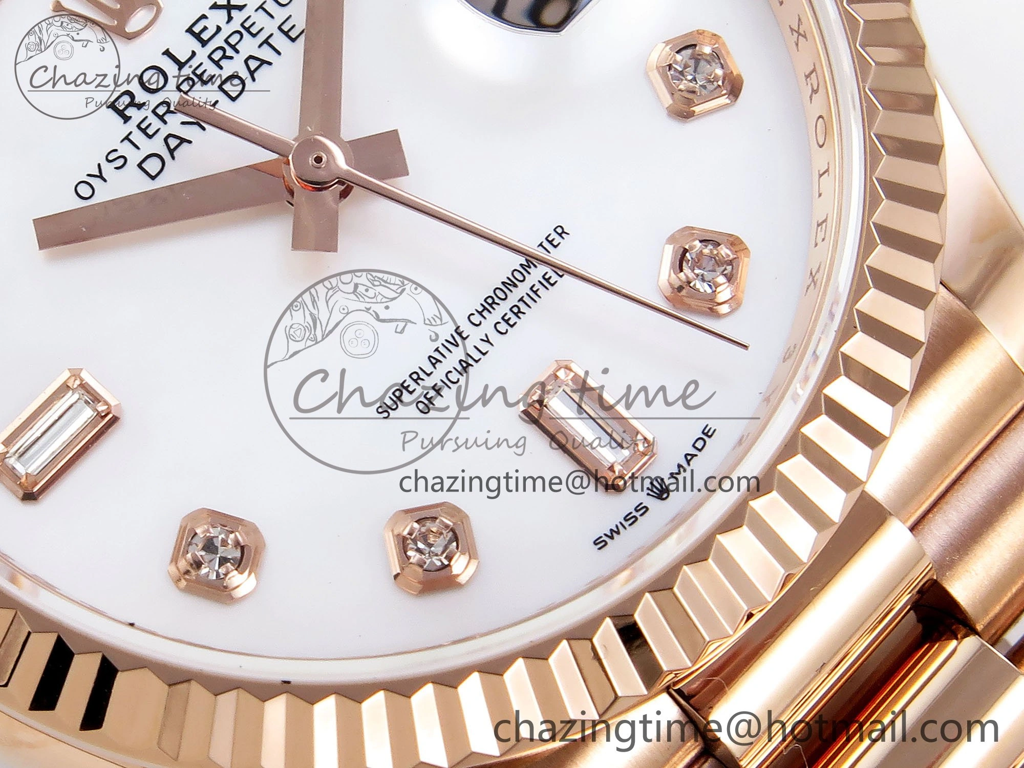 TravelReady Day Date 36 RG TWSF Best Edition White Diamonds Dial on RG Bracelet A 1610