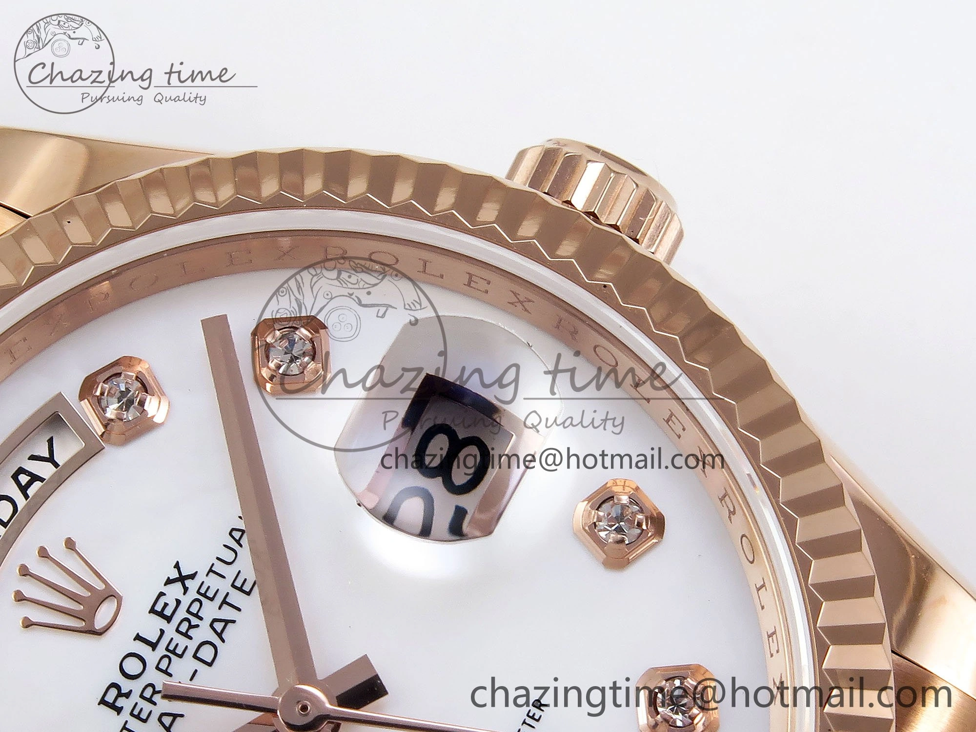 TravelReady Day Date 36 RG TWSF Best Edition White Diamonds Dial on RG Bracelet A 1610