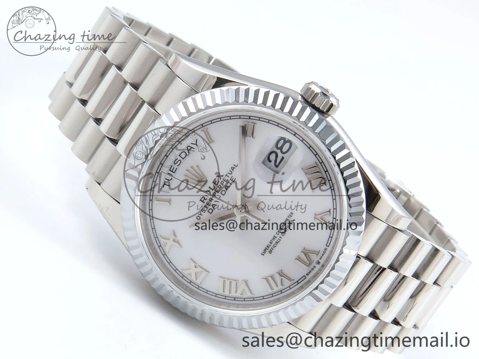 Day Date 36 SS 128236 KF 1:1 Best Edition White Roman Dial on President Bracelet A2836 (Gain Weight) Timeless 498