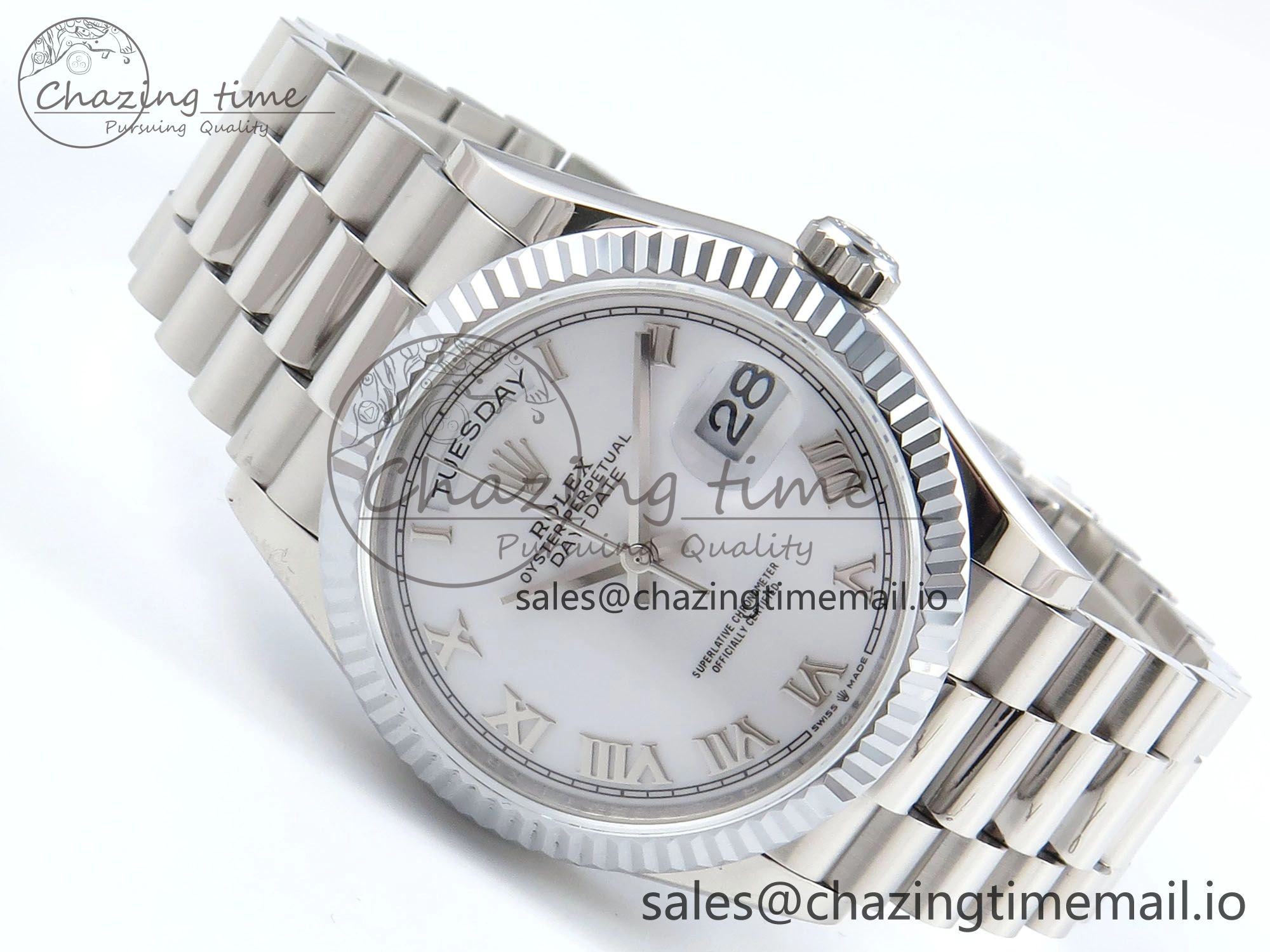 Day Date 36 SS 128236 KF 1:1 Best Edition White Roman Dial on President Bracelet A2836 (Gain Weight) Timeless 498