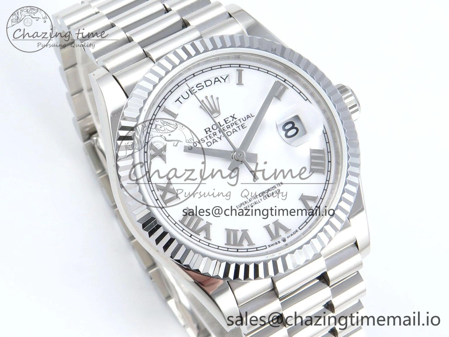 Day Date 36 SS 128236 KF 1:1 Best Edition White Roman Dial on President Bracelet A2836 (Gain Weight) Timeless 498