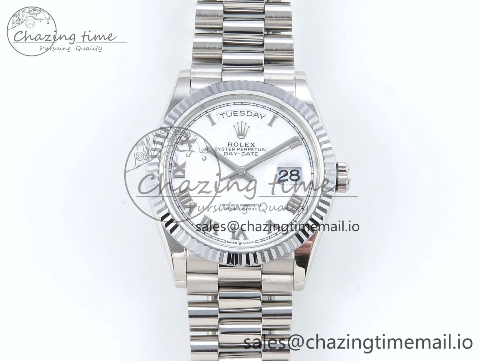 Day Date 36 SS 128236 KF 1:1 Best Edition White Roman Dial on President Bracelet A2836 (Gain Weight) Timeless 498