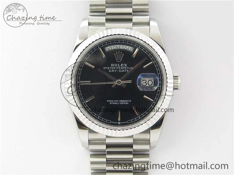 Resilient Day-Date 36 SS 128239 Bp Maker Best Edition Black Dial on President Bracelet 3151
