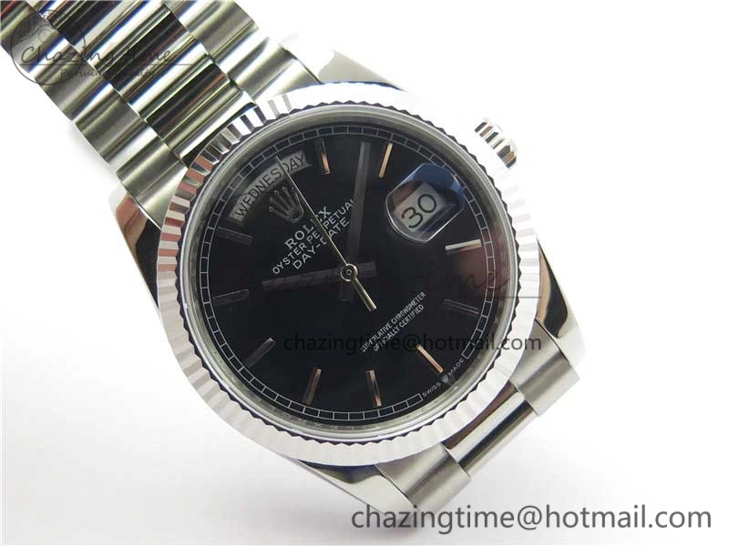 Resilient Day-Date 36 SS 128239 Bp Maker Best Edition Black Dial on President Bracelet 3151