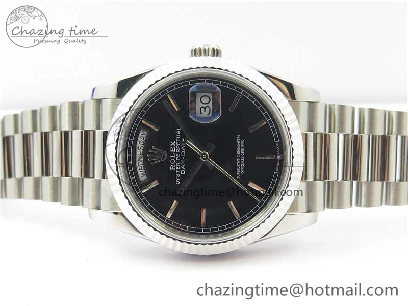 Resilient Day-Date 36 SS 128239 Bp Maker Best Edition Black Dial on President Bracelet 3151